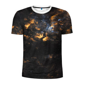 Мужская футболка 3D спортивная с принтом Космическое небо в Санкт-Петербурге, 100% полиэстер с улучшенными характеристиками | приталенный силуэт, круглая горловина, широкие плечи, сужается к линии бедра | galaxy | nebula | space | star | абстракция | вселенная | галактика | звезда | звезды | космический | планеты