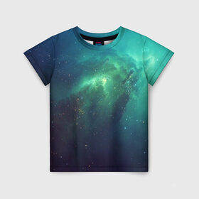 Детская футболка 3D с принтом GALAXY в Санкт-Петербурге, 100% гипоаллергенный полиэфир | прямой крой, круглый вырез горловины, длина до линии бедер, чуть спущенное плечо, ткань немного тянется | galaxy | nebula | space | star | абстракция | вселенная | галактика | звезда | звезды | космический | планеты