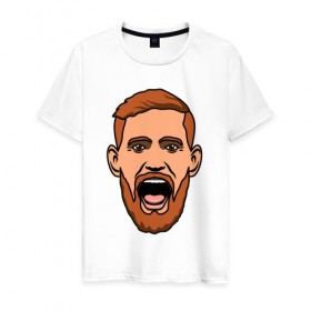 Мужская футболка хлопок с принтом Конор Макгрегор в Санкт-Петербурге, 100% хлопок | прямой крой, круглый вырез горловины, длина до линии бедер, слегка спущенное плечо. | 