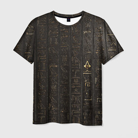 Мужская футболка 3D с принтом Egypt Hieroglyphs в Санкт-Петербурге, 100% полиэфир | прямой крой, круглый вырез горловины, длина до линии бедер | Тематика изображения на принте: egypt | symbol | египет | знаки | иероглифы | надпись | символы