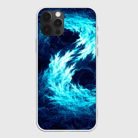 Чехол для iPhone 12 Pro с принтом Abstract fractal blue flame в Санкт-Петербурге, силикон | область печати: задняя сторона чехла, без боковых панелей | abstract | colors | dark | flame | fractal | space | абстракция | космос | краски | огонь | пламя | тёмный | фрактал