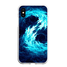 Чехол для iPhone XS Max матовый с принтом Abstract fractal blue flame в Санкт-Петербурге, Силикон | Область печати: задняя сторона чехла, без боковых панелей | abstract | colors | dark | flame | fractal | space | абстракция | космос | краски | огонь | пламя | тёмный | фрактал