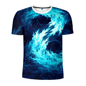 Мужская футболка 3D спортивная с принтом Abstract fractal blue flame в Санкт-Петербурге, 100% полиэстер с улучшенными характеристиками | приталенный силуэт, круглая горловина, широкие плечи, сужается к линии бедра | abstract | colors | dark | flame | fractal | space | абстракция | космос | краски | огонь | пламя | тёмный | фрактал