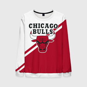 Мужской свитшот 3D с принтом Chicago Bulls Red-White в Санкт-Петербурге, 100% полиэстер с мягким внутренним слоем | круглый вырез горловины, мягкая резинка на манжетах и поясе, свободная посадка по фигуре | bulls | chicago | chicago bulls | nba | баскетбол | буллз | нба | чикаго | чикаго буллз