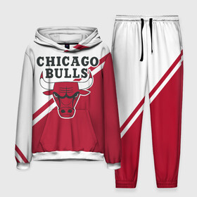 Мужской костюм 3D (с толстовкой) с принтом Chicago Bulls Red White в Санкт-Петербурге,  |  | Тематика изображения на принте: bulls | chicago | chicago bulls | nba | баскетбол | буллз | нба | чикаго | чикаго буллз