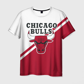 Мужская футболка 3D с принтом Chicago Bulls Red-White в Санкт-Петербурге, 100% полиэфир | прямой крой, круглый вырез горловины, длина до линии бедер | Тематика изображения на принте: bulls | chicago | chicago bulls | nba | баскетбол | буллз | нба | чикаго | чикаго буллз