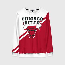 Женский свитшот 3D с принтом Chicago Bulls Red-White в Санкт-Петербурге, 100% полиэстер с мягким внутренним слоем | круглый вырез горловины, мягкая резинка на манжетах и поясе, свободная посадка по фигуре | bulls | chicago | chicago bulls | nba | баскетбол | буллз | нба | чикаго | чикаго буллз