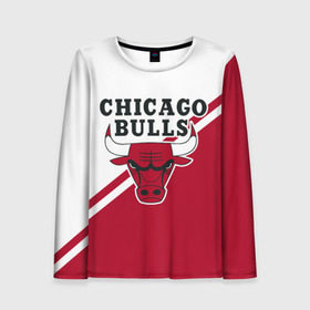 Женский лонгслив 3D с принтом Chicago Bulls Red-White в Санкт-Петербурге, 100% полиэстер | длинные рукава, круглый вырез горловины, полуприлегающий силуэт | Тематика изображения на принте: bulls | chicago | chicago bulls | nba | баскетбол | буллз | нба | чикаго | чикаго буллз