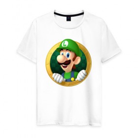 Мужская футболка хлопок с принтом Luigis Mansion в Санкт-Петербурге, 100% хлопок | прямой крой, круглый вырез горловины, длина до линии бедер, слегка спущенное плечо. | 