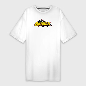 Платье-футболка хлопок с принтом Batman Logo в Санкт-Петербурге,  |  | 80 | 80th | anniversary | bat man | batman | batman comics | caped crusader | dark knight | shtatjl | бетмен | брюс уэйн | бэт мен | бэтмен | тёмный рыцарь