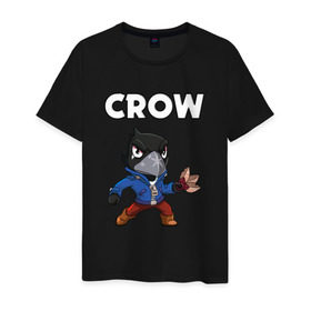 Мужская футболка хлопок с принтом BRAWL STARS CROW в Санкт-Петербурге, 100% хлопок | прямой крой, круглый вырез горловины, длина до линии бедер, слегка спущенное плечо. | brawl stars | bull | colt | crow | leon | stars | берли | бо | брок | ворон | джесси | динамайк | дэррил | кольт | леон | мортис | нита | пайпер | пенни | поко | пэм | рикошет | спайк | фрэнк | шелли | эль примо