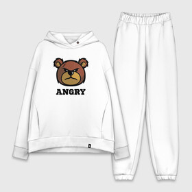 Женский костюм хлопок Oversize с принтом Злой мишка ANGRY TEDDY в Санкт-Петербурге,  |  | дикий | злой | мишка | стиль | тедди