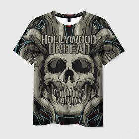 Мужская футболка 3D с принтом Hollywood Undead в Санкт-Петербурге, 100% полиэфир | прямой крой, круглый вырез горловины, длина до линии бедер | been | bloody nose | california | hell | lyrics | music | octone | official | psalms | records | rock | song | to | vevo | video | кранккор | метал | рэп рок | электроник