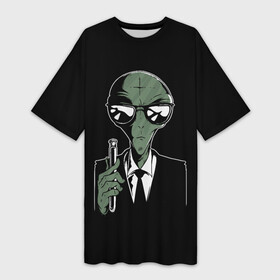 Платье-футболка 3D с принтом Пришелец в Черном в Санкт-Петербурге,  |  | alien | men in black | ufo | инопланетяне | инопланетянин | люди в черном | нло | пришелец | пришельцы