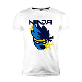 Мужская футболка премиум с принтом FORTNITE NINJA в Санкт-Петербурге, 92% хлопок, 8% лайкра | приталенный силуэт, круглый вырез ворота, длина до линии бедра, короткий рукав | chapter 2 | fortnite | fortnite ninja | ninja | игры | ниндзя | нинзя | сюрекен | фортнайт