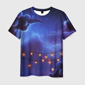 Мужская футболка 3D с принтом НОВОГОДНЯЯ НОЧЬ в Санкт-Петербурге, 100% полиэфир | прямой крой, круглый вырез горловины, длина до линии бедер | star | stars | texture | вечер | вечерние иллюстрации | звезда | звезды | ночной пейзаж | ночные | ночь | природа | прогулки | текстуры