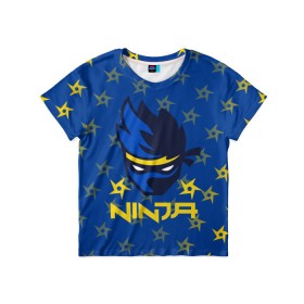 Детская футболка 3D с принтом FORTNITE NINJA в Санкт-Петербурге, 100% гипоаллергенный полиэфир | прямой крой, круглый вырез горловины, длина до линии бедер, чуть спущенное плечо, ткань немного тянется | Тематика изображения на принте: fnchap2 | fortnite | fortnite 2 | fortnite x | marshmello | ninja | ninja hyper streamer | ninja streamer | streamer | tyler blevins | маршмелло | ниндзя | фортнайт | фортнайт 2 | фортнайт глава 2