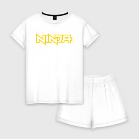 Женская пижама с шортиками хлопок с принтом FORTNITE NINJA в Санкт-Петербурге, 100% хлопок | футболка прямого кроя, шорты свободные с широкой мягкой резинкой | 
