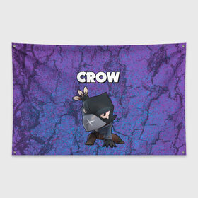 Флаг-баннер с принтом BRAWL STARS CROW в Санкт-Петербурге, 100% полиэстер | размер 67 х 109 см, плотность ткани — 95 г/м2; по краям флага есть четыре люверса для крепления | brawl stars | brawl stars crow | brawl stars crow phoenix | brawl stars leon | brawl stars leon shark | brawl stars robot spike | brawl stars spike | бравл старс