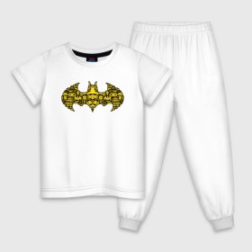 Детская пижама хлопок с принтом Batman logo в Санкт-Петербурге, 100% хлопок |  брюки и футболка прямого кроя, без карманов, на брюках мягкая резинка на поясе и по низу штанин
 | bat man | batman | batman comics | caped crusader | comics | dark knight | shtatjl | бетмен | брюс уэйн | бэт мен | бэтмен | тёмный рыцарь