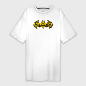 Платье-футболка хлопок с принтом Batman logo в Санкт-Петербурге,  |  | bat man | batman | batman comics | caped crusader | comics | dark knight | shtatjl | бетмен | брюс уэйн | бэт мен | бэтмен | тёмный рыцарь