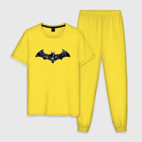Мужская пижама хлопок с принтом Batman в Санкт-Петербурге, 100% хлопок | брюки и футболка прямого кроя, без карманов, на брюках мягкая резинка на поясе и по низу штанин
 | bat man | batman | batman comics | caped crusader | comics | dark knight | shtatjl | бетмен | брюс уэйн | бэт мен | бэтмен | тёмный рыцарь