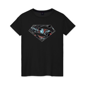Женская футболка хлопок с принтом Superman в Санкт-Петербурге, 100% хлопок | прямой крой, круглый вырез горловины, длина до линии бедер, слегка спущенное плечо | clark kent | superman | кларк кент | супермен | супермэн