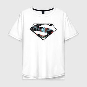 Мужская футболка хлопок Oversize с принтом Superman в Санкт-Петербурге, 100% хлопок | свободный крой, круглый ворот, “спинка” длиннее передней части | clark kent | superman | кларк кент | супермен | супермэн