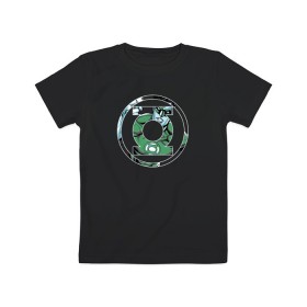 Детская футболка хлопок с принтом Green Lantern в Санкт-Петербурге, 100% хлопок | круглый вырез горловины, полуприлегающий силуэт, длина до линии бедер | Тематика изображения на принте: dc | dc comics | green lantern | shtatjl | зеленый фонарь