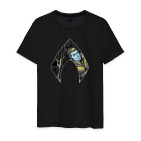 Мужская футболка хлопок с принтом Aquaman в Санкт-Петербурге, 100% хлопок | прямой крой, круглый вырез горловины, длина до линии бедер, слегка спущенное плечо. | Тематика изображения на принте: aquaman | arthur curry | dc | dc comics | shtatjl | аквамен | артур карри