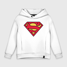 Детское худи Oversize хлопок с принтом Superman logo в Санкт-Петербурге, френч-терри — 70% хлопок, 30% полиэстер. Мягкий теплый начес внутри —100% хлопок | боковые карманы, эластичные манжеты и нижняя кромка, капюшон на магнитной кнопке | clark kent | superman | кларк кент | супермен | супермэн