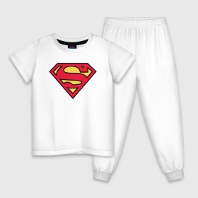 Детская пижама хлопок с принтом Superman logo в Санкт-Петербурге, 100% хлопок |  брюки и футболка прямого кроя, без карманов, на брюках мягкая резинка на поясе и по низу штанин
 | Тематика изображения на принте: clark kent | superman | кларк кент | супермен | супермэн
