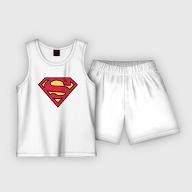 Детская пижама с шортами хлопок с принтом Superman logo в Санкт-Петербурге,  |  | Тематика изображения на принте: clark kent | superman | кларк кент | супермен | супермэн