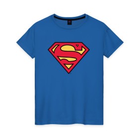 Женская футболка хлопок с принтом Superman logo в Санкт-Петербурге, 100% хлопок | прямой крой, круглый вырез горловины, длина до линии бедер, слегка спущенное плечо | clark kent | superman | кларк кент | супермен | супермэн