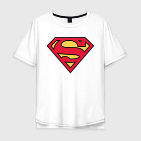 Мужская футболка хлопок Oversize с принтом Superman logo в Санкт-Петербурге, 100% хлопок | свободный крой, круглый ворот, “спинка” длиннее передней части | Тематика изображения на принте: clark kent | superman | кларк кент | супермен | супермэн