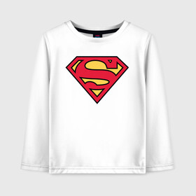 Детский лонгслив хлопок с принтом Superman logo в Санкт-Петербурге, 100% хлопок | круглый вырез горловины, полуприлегающий силуэт, длина до линии бедер | Тематика изображения на принте: clark kent | superman | кларк кент | супермен | супермэн