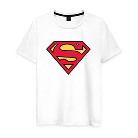 Мужская футболка хлопок с принтом Superman logo в Санкт-Петербурге, 100% хлопок | прямой крой, круглый вырез горловины, длина до линии бедер, слегка спущенное плечо. | Тематика изображения на принте: clark kent | superman | кларк кент | супермен | супермэн