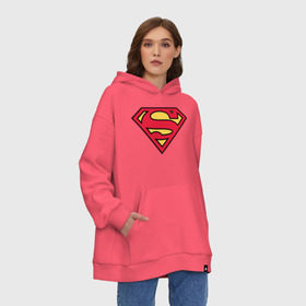 Худи SuperOversize хлопок с принтом Superman logo в Санкт-Петербурге, 70% хлопок, 30% полиэстер, мягкий начес внутри | карман-кенгуру, эластичная резинка на манжетах и по нижней кромке, двухслойный капюшон
 | Тематика изображения на принте: clark kent | superman | кларк кент | супермен | супермэн