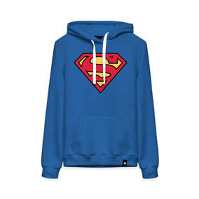 Женская толстовка с принтом Superman logo в Санкт-Петербурге, френч-терри, мягкий теплый начес внутри (100% хлопок) | карман-кенгуру, эластичные манжеты и нижняя кромка, капюшон с подкладом и шнурком | clark kent | superman | кларк кент | супермен | супермэн