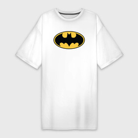 Платье-футболка хлопок с принтом Batman logo в Санкт-Петербурге,  |  | bat man | batman | batman comics | caped crusader | comics | dark knight | бетмен | брюс уэйн | бэт мен | бэтмен | тёмный рыцарь