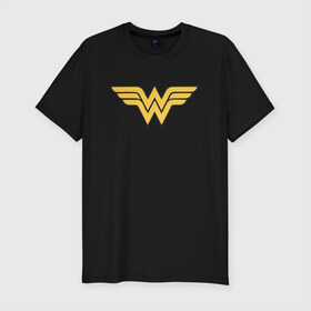 Мужская футболка премиум с принтом Wonder Woman в Санкт-Петербурге, 92% хлопок, 8% лайкра | приталенный силуэт, круглый вырез ворота, длина до линии бедра, короткий рукав | dc | dc comics | diana prince | wonder woman | вандер вуман | вондер вуман | диана принс | супер женщина | чудо женщина