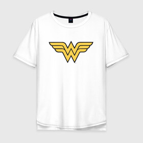Мужская футболка хлопок Oversize с принтом Wonder Woman Logo в Санкт-Петербурге, 100% хлопок | свободный крой, круглый ворот, “спинка” длиннее передней части | dc | dc comics | diana prince | wonder woman | вандер вуман | вондер вуман | диана принс | супер женщина | чудо женщина