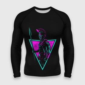 Мужской рашгард 3D с принтом Spartan Retro Neon в Санкт-Петербурге,  |  | 300 | neon | retro | retrowave | sparta | spartan | warior | wave | воин | воины | войны | гладиатор | неон | ретро | ретровейв | рэтро | спарта | спартанец