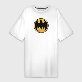 Платье-футболка хлопок с принтом Batman sign в Санкт-Петербурге,  |  | bat man | batman | batman comics | caped crusader | comics | dark knight | shtatjl | бетмен | брюс уэйн | бэт мен | бэтмен | тёмный рыцарь