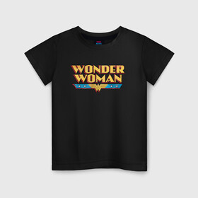Детская футболка хлопок с принтом Wonder Woman Text Logo в Санкт-Петербурге, 100% хлопок | круглый вырез горловины, полуприлегающий силуэт, длина до линии бедер | dc | dc comics | diana prince | shtatjl | wonder woman | вандер вуман | вондер вуман | диана принс | супер женщина | чудо женщина