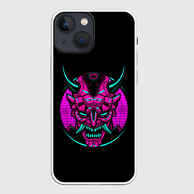 Чехол для iPhone 13 mini с принтом Samurai Retro Neon в Санкт-Петербурге,  |  | neon | retro | retrowave | samurai | warior | wave | воин | воины | войны | гладиатор | маска | неон | ретро | ретровейв | рэтро | самураи | самурай