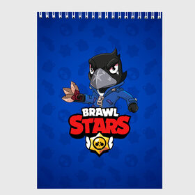 Скетчбук с принтом BRAWL STARS CROW в Санкт-Петербурге, 100% бумага
 | 48 листов, плотность листов — 100 г/м2, плотность картонной обложки — 250 г/м2. Листы скреплены сверху удобной пружинной спиралью | 8 bit | 8 бит | brawl stars | bull | colt | crow | leon | leon shark | shark | stars | акула | берли | ворон | динамайк | кольт | леон | леон акула | нита | спайк | шелли | эль примо