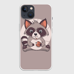 Чехол для iPhone 13 с принтом Енотик с Печенькой в Санкт-Петербурге,  |  | cute | racoon | енот | енотик | еноты | печенье | печенька