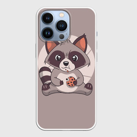 Чехол для iPhone 13 Pro с принтом Енотик с Печенькой в Санкт-Петербурге,  |  | cute | racoon | енот | енотик | еноты | печенье | печенька