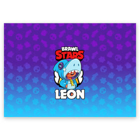 Поздравительная открытка с принтом BRAWL STARS LEON SHARK в Санкт-Петербурге, 100% бумага | плотность бумаги 280 г/м2, матовая, на обратной стороне линовка и место для марки
 | 8 bit | 8 бит | brawl stars | bull | colt | crow | leon | leon shark | shark | stars | акула | берли | ворон | динамайк | кольт | леон | леон акула | нита | спайк | шелли | эль примо